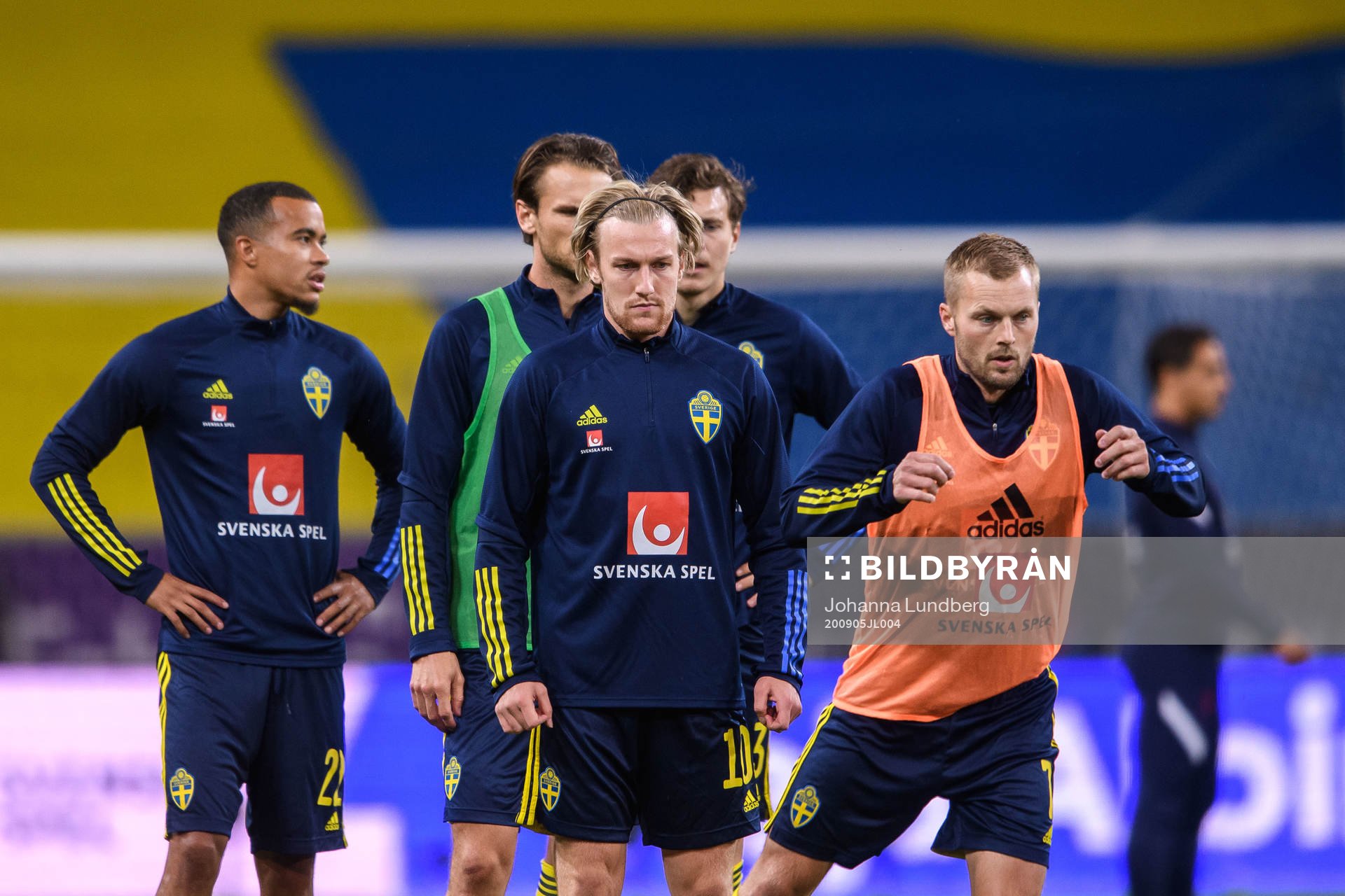 Robin Quaison, Emil Forsberg and Sebastian Larsson of Sweden