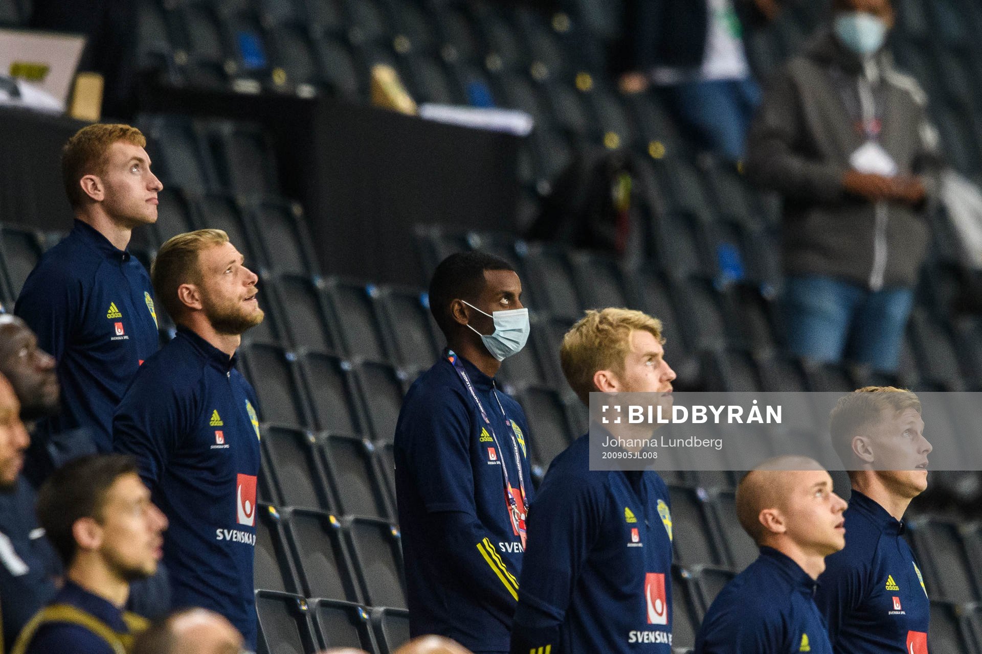 Dejan Kulusevski and Alexander Isak of Sweden in the stands