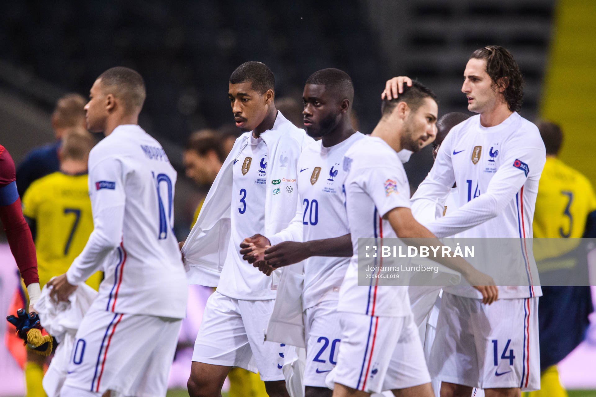 Presnel Kimpembe, Dayot Upamecano and Adrien Rabiot of