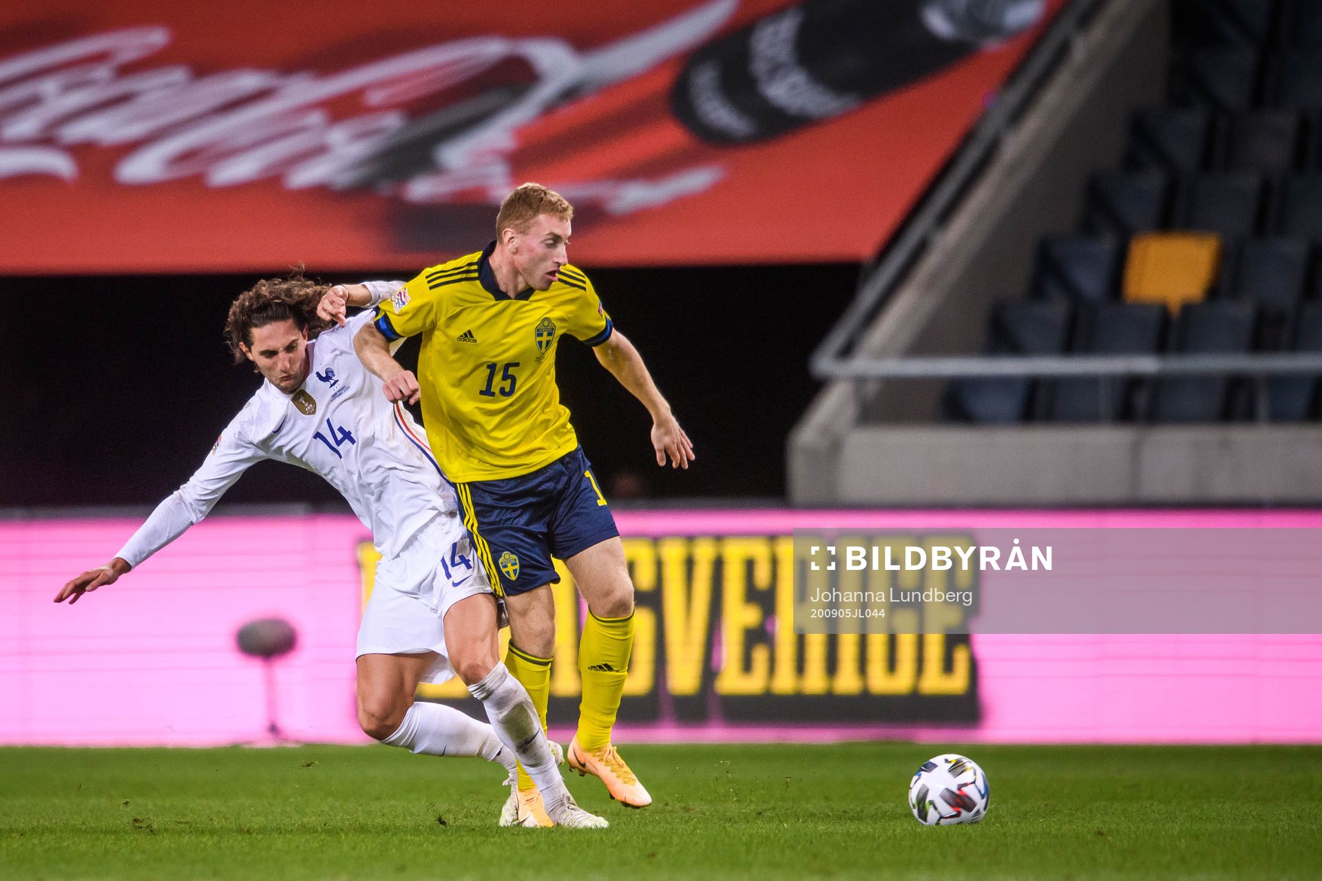 Adrien Rabiot of France and Dejan Kulusevski of Sweden