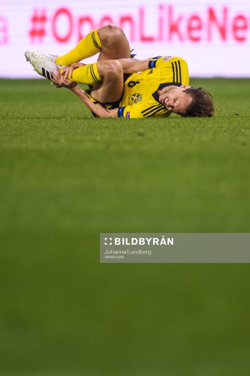 Albin Ekdal of Sweden in pain