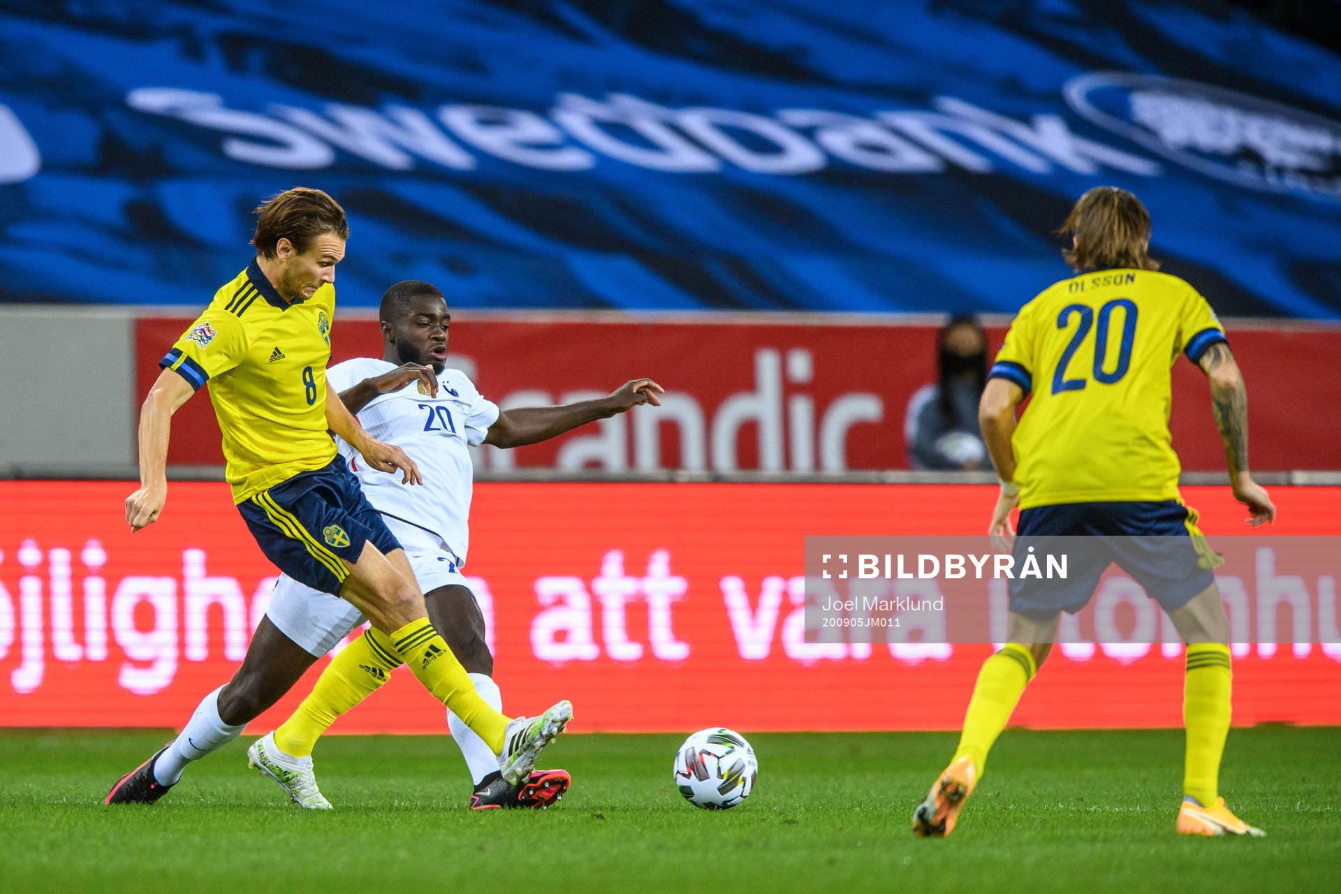Albin Ekdal of Sweden and Dayot Upamecano of France
