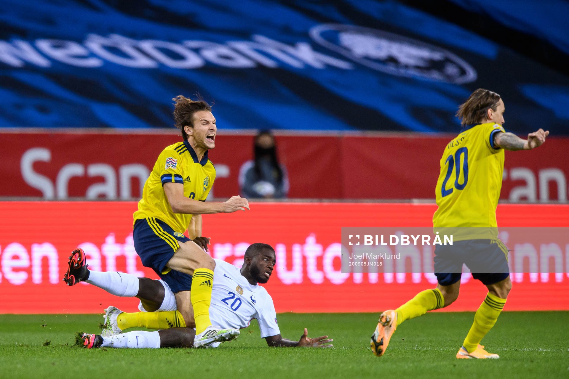 Albin Ekdal of Sweden and Dayot Upamecano of France