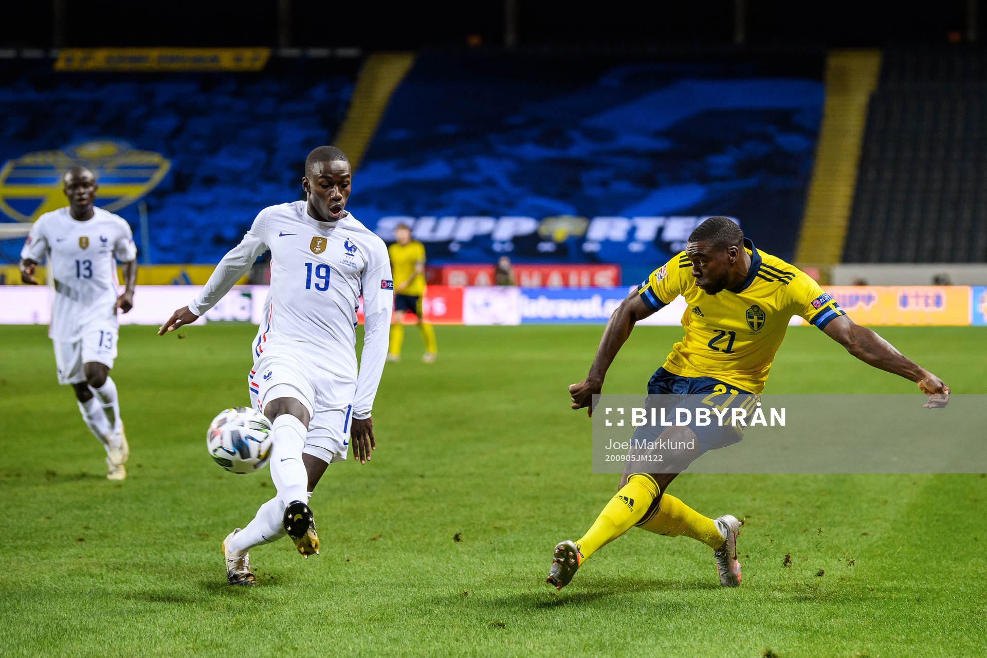 Ferland Mendy of France and Ken Sema of Sweden