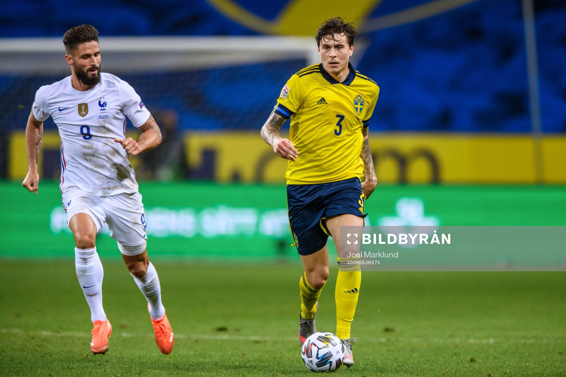 Jonathan Ikoné of France and Victor Nilsson Lindelöf of