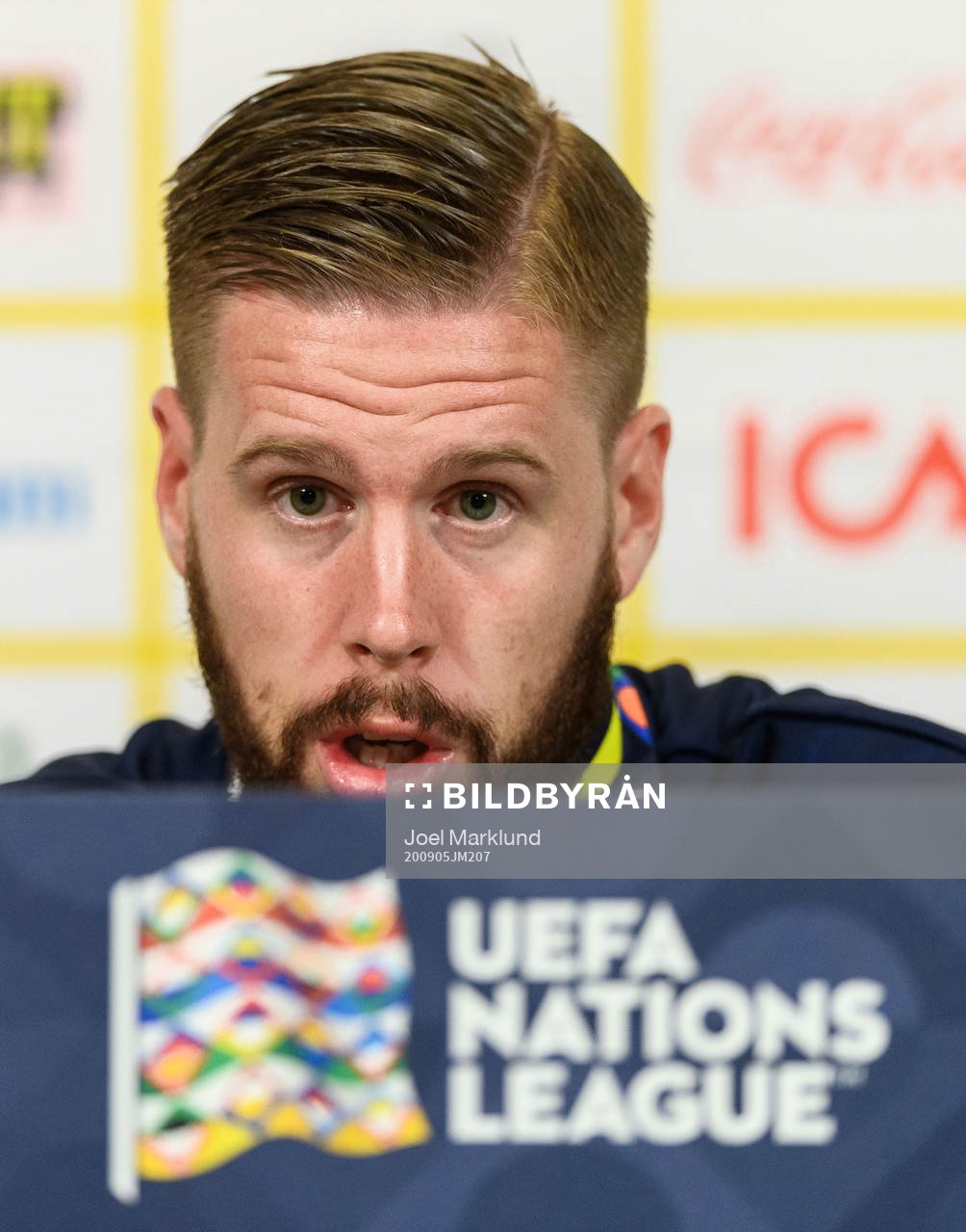 Pontus Jansson of Sweden at a press conference