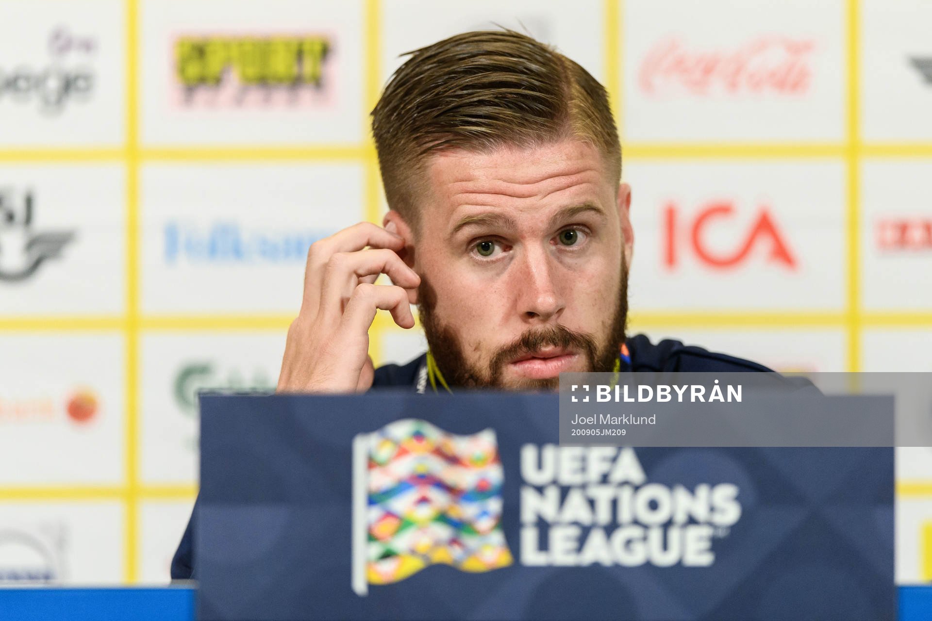 Pontus Jansson of Sweden at a press conference