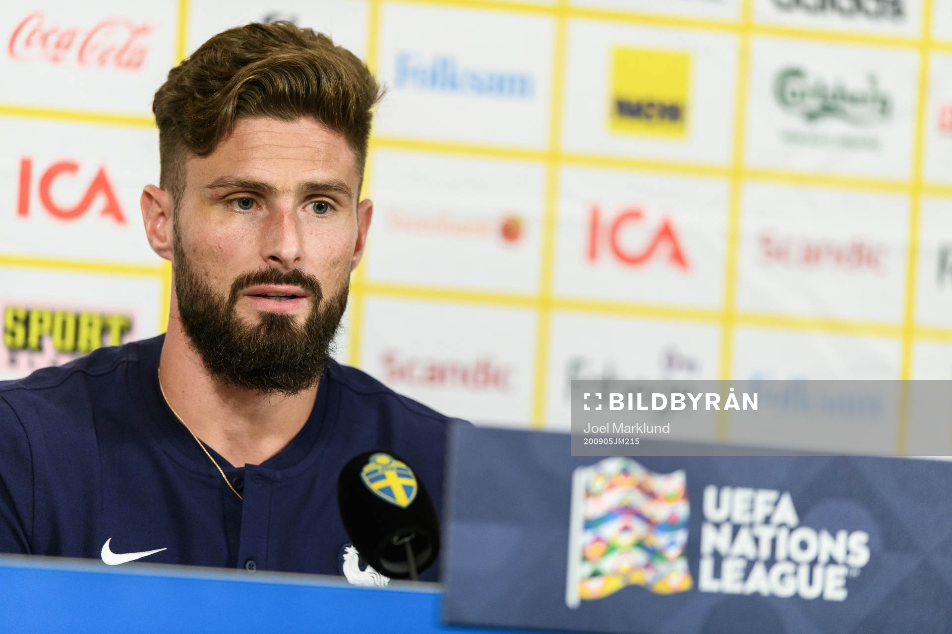 Olivier Giroud of France at a press conference
