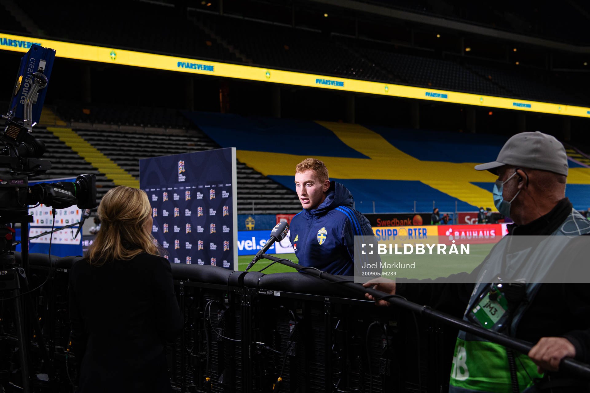 Dejan Kulusevski of Sweden is being interviewed