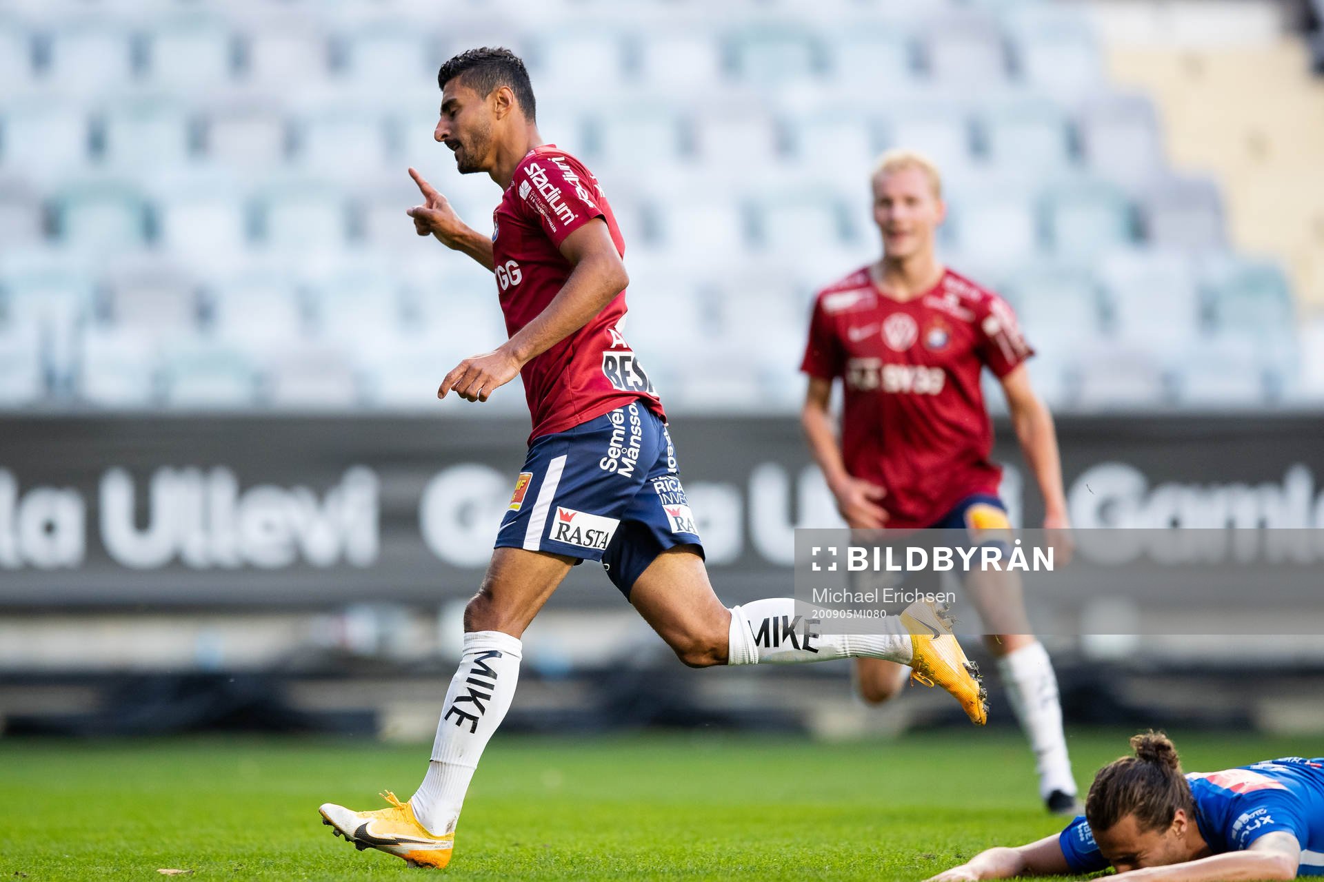Örgrytes Ailton Jose Almeida jublar efter 1-0 under fotbollsmatchen i Superettan mellan Örgryte och Norrby den 5 september 2020 i Göteborg.