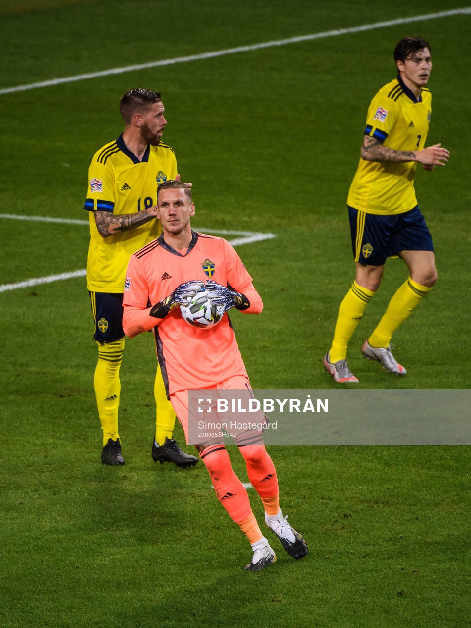 Pontus Jansson, goalkeeper Robin Olsen and Victor Nilsson