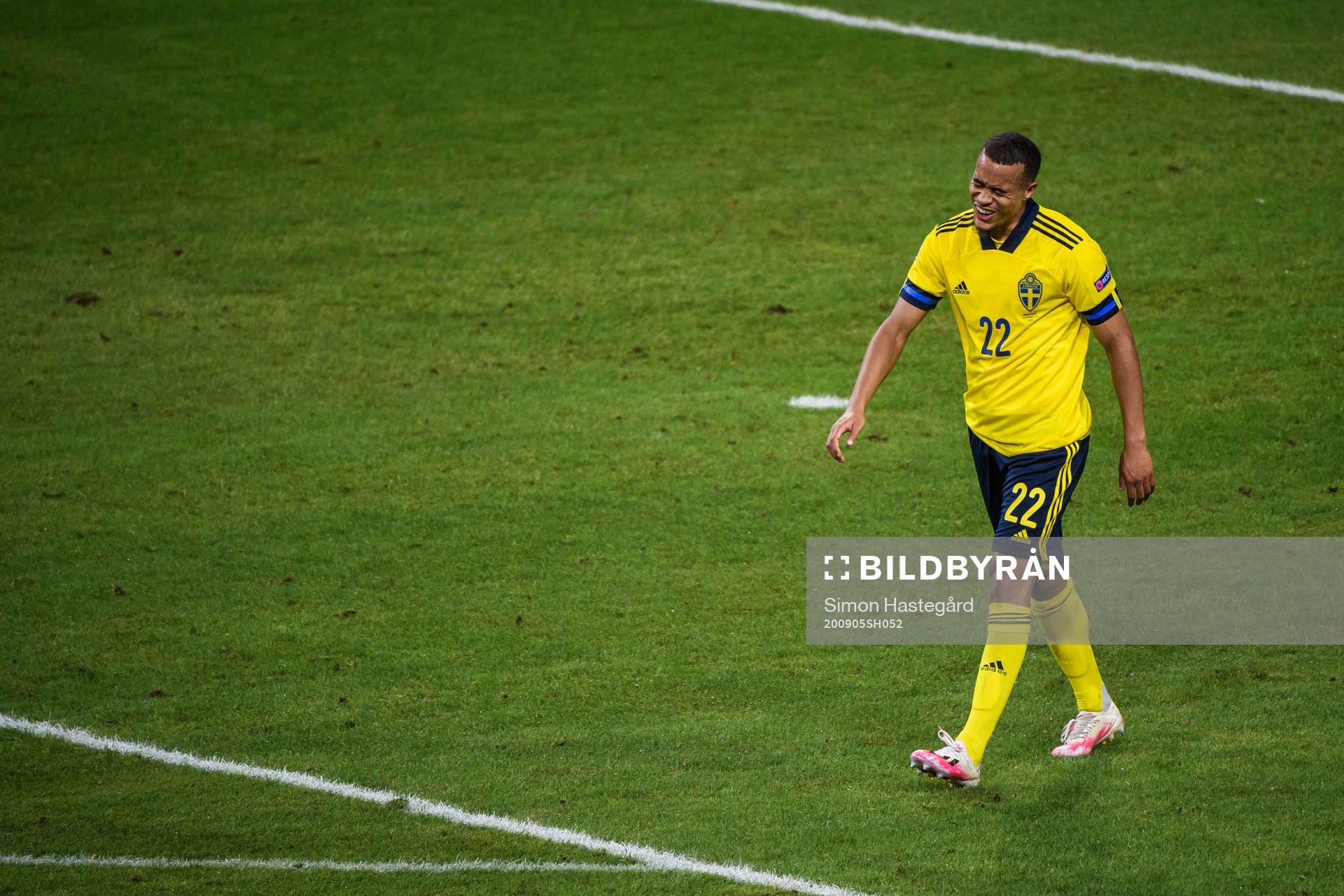 Robin Quaison of Sweden looks dejected
