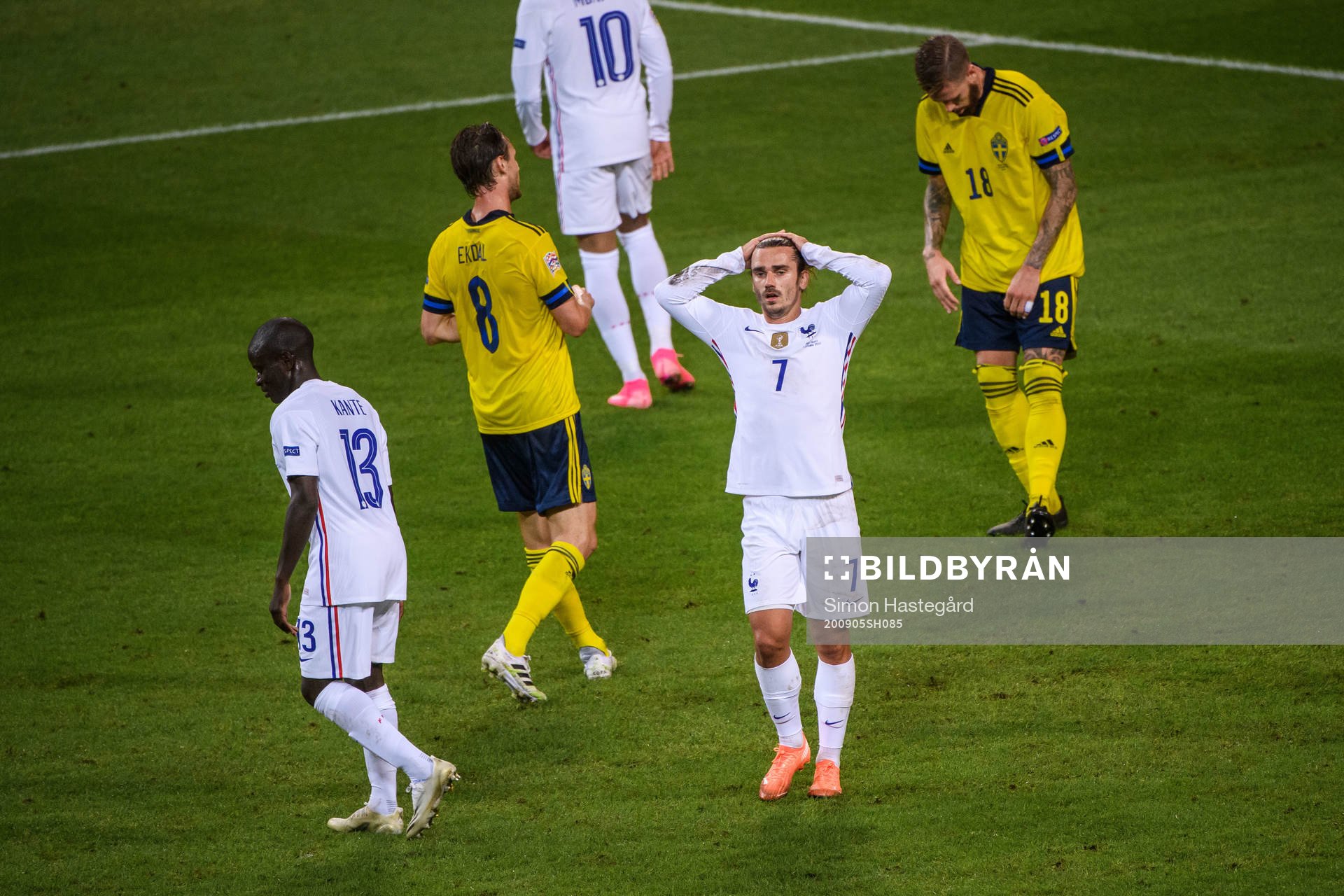 Antoine Griezmann of France looks dejected