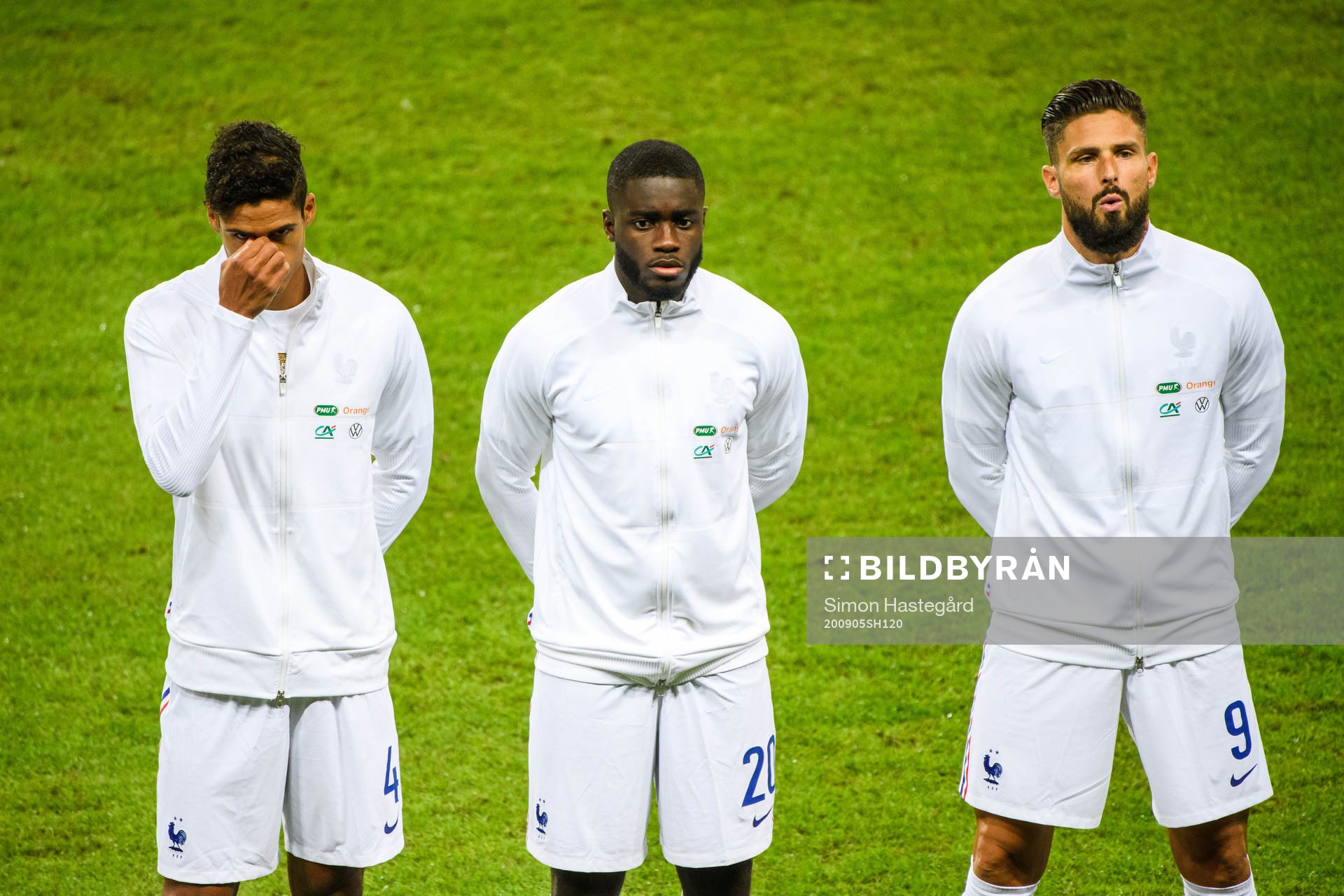 Raphaël Varane , Dayot Upamecano and Olivier Giroud of