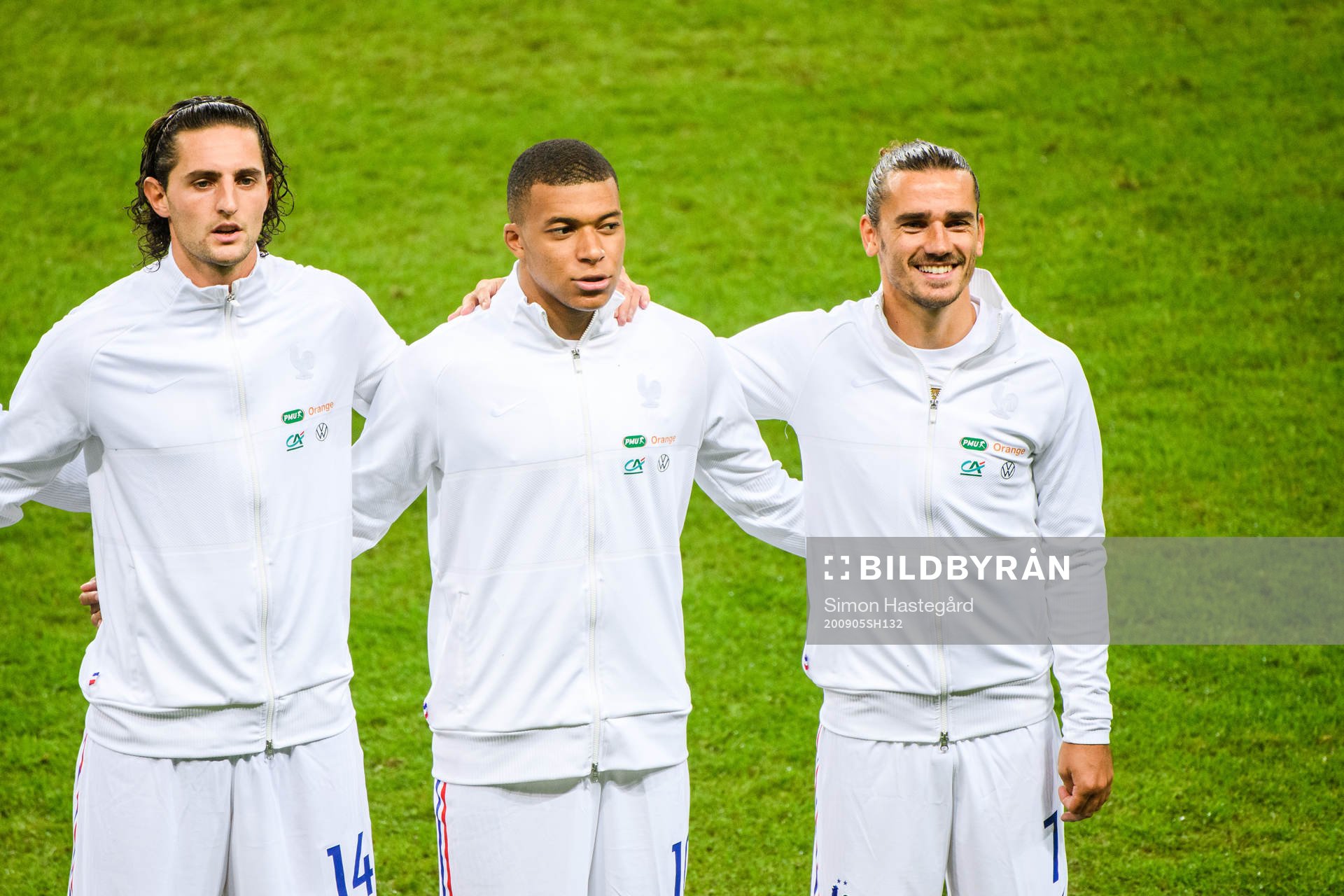Adrien Rabiot , Kylian Mbappé and Antoine Griezmann of