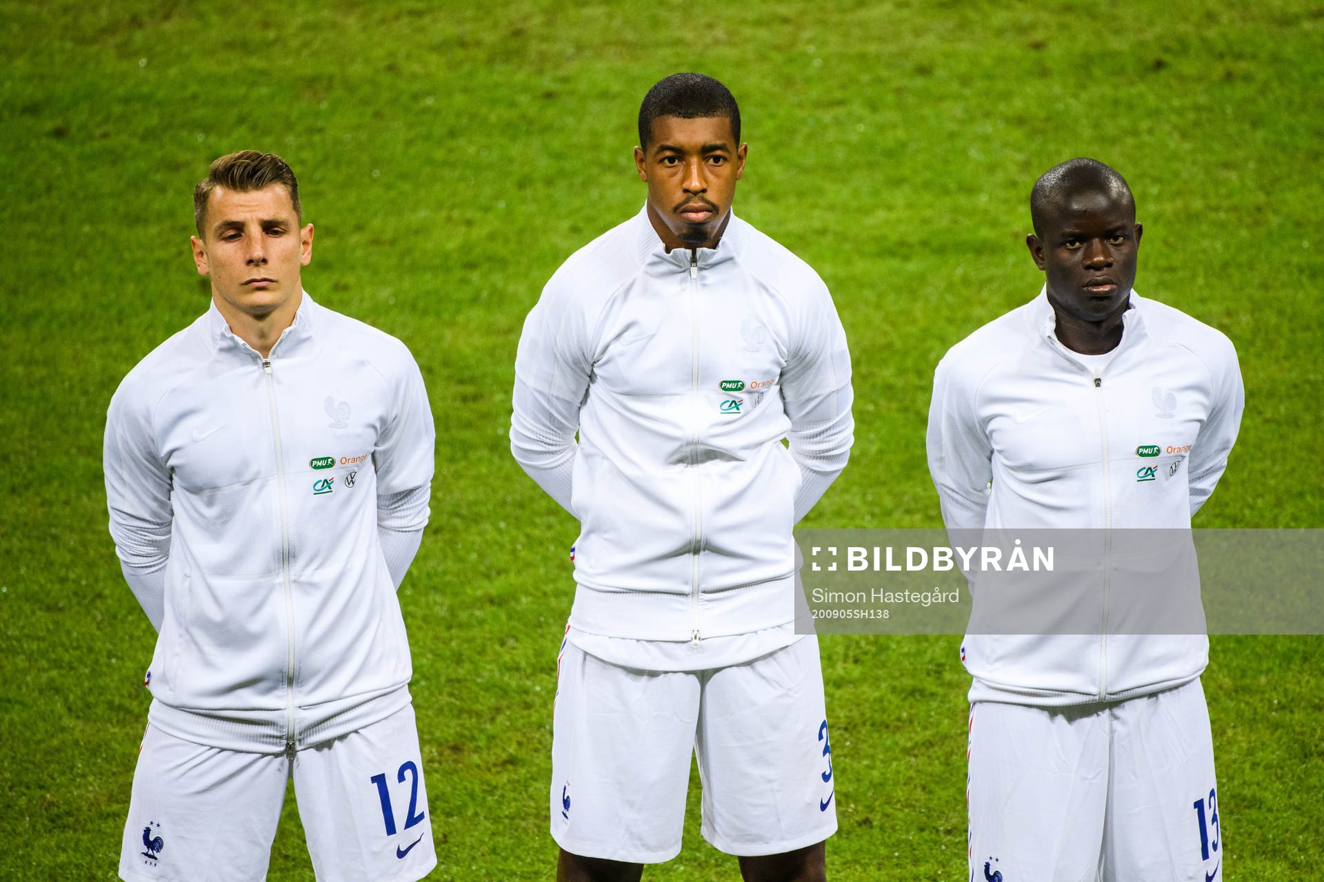 Lucas Digne , Presnel Kimpembe and N'Golo Kanté of France