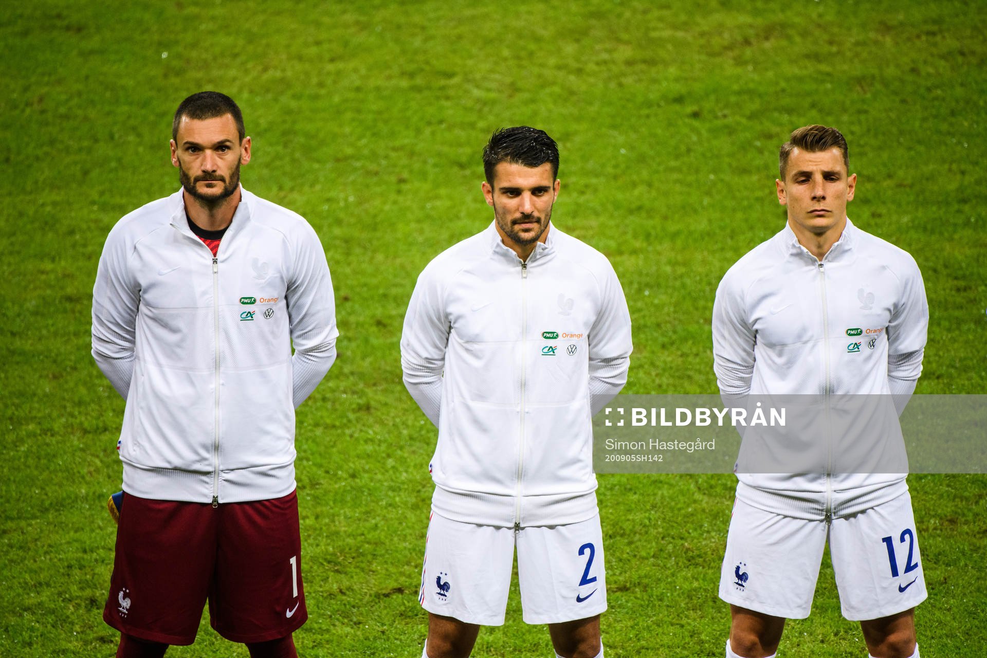 Goalkeeper Hugo Lloris, Léo Dubois and Lucas Digne of