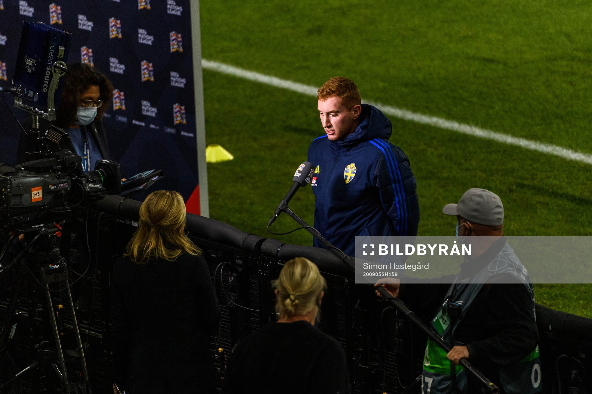Dejan Kulusevski of Sweden is being interviewed