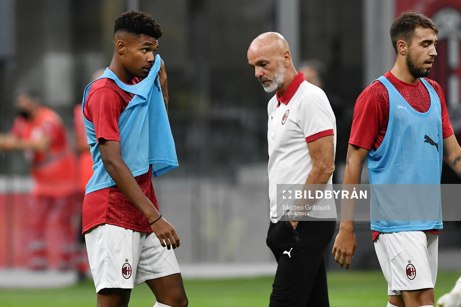 Emil Roback and coach Stefano Pioli of Milan