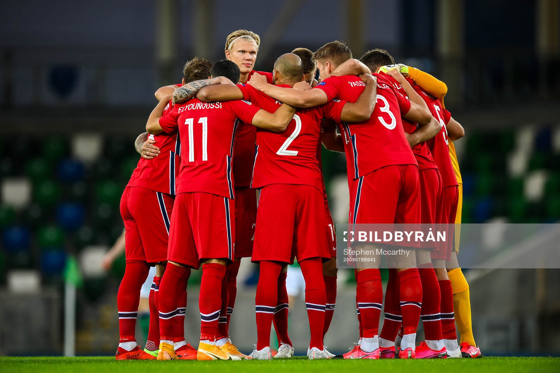 Erling Braut Haaland of Norway with teammates