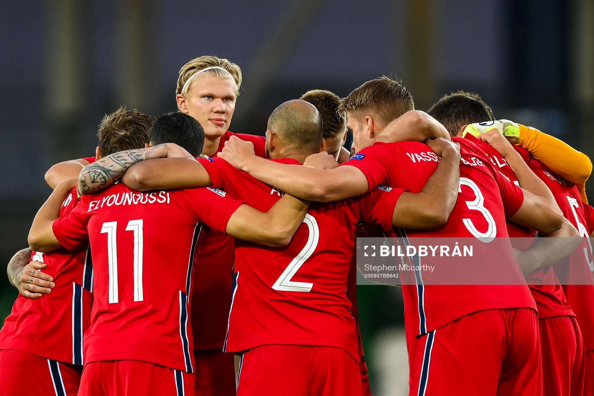 Erling Braut Haaland of Norway with teammates