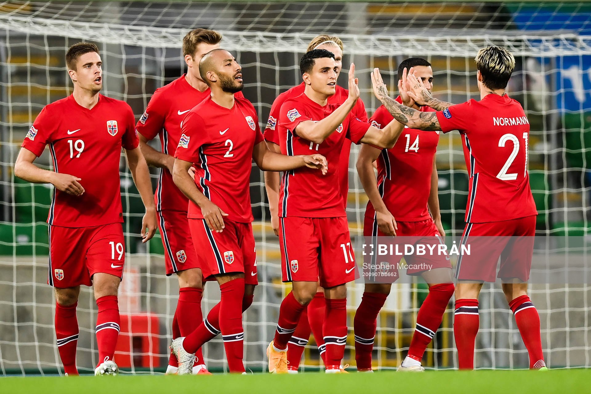 Mohamed «Moi» Elyounoussi of Norway celebrate the 0-1 goal