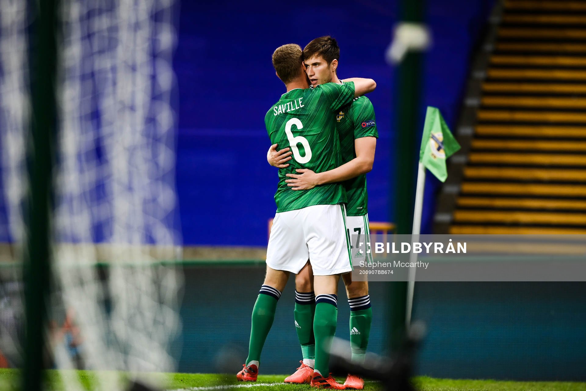 Paddy McNair of Northern Ireland celebrates the 1-1 goal