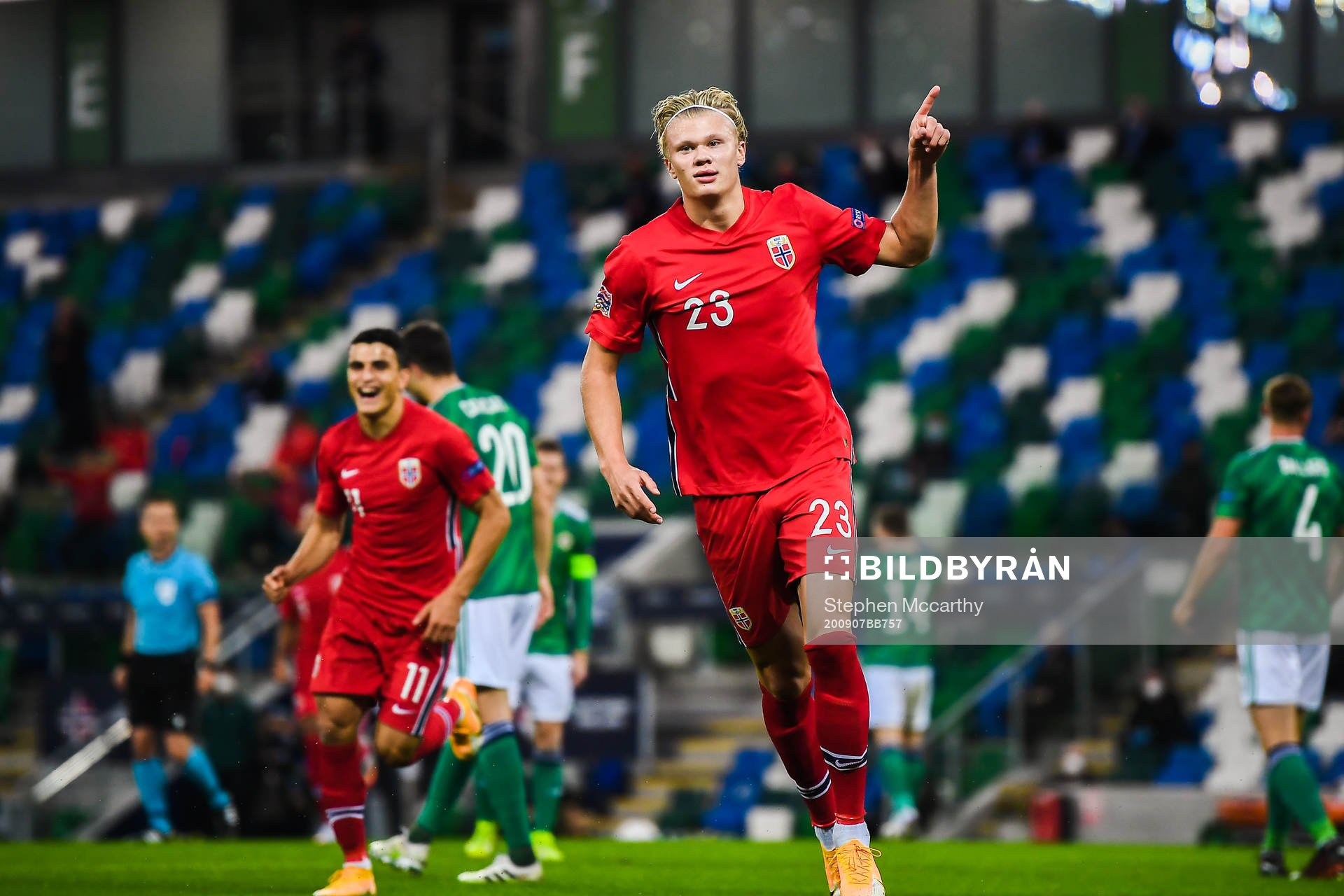 Erling Braut Haaland of Norway celebrates the 1-2 goal