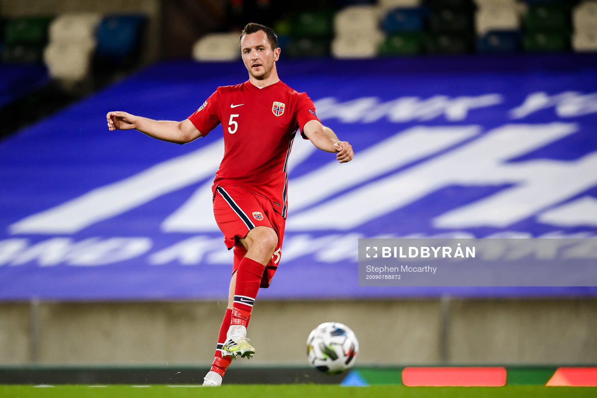 Even Hovland of Norway during the UEFA Nations League football match between Northern Ireland and Norway on September 7, 2020 in Belfast.