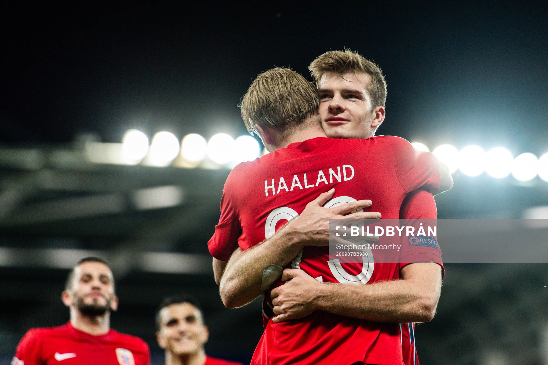 Alexander Sørloth and Erling Braut Haaland of Norway
