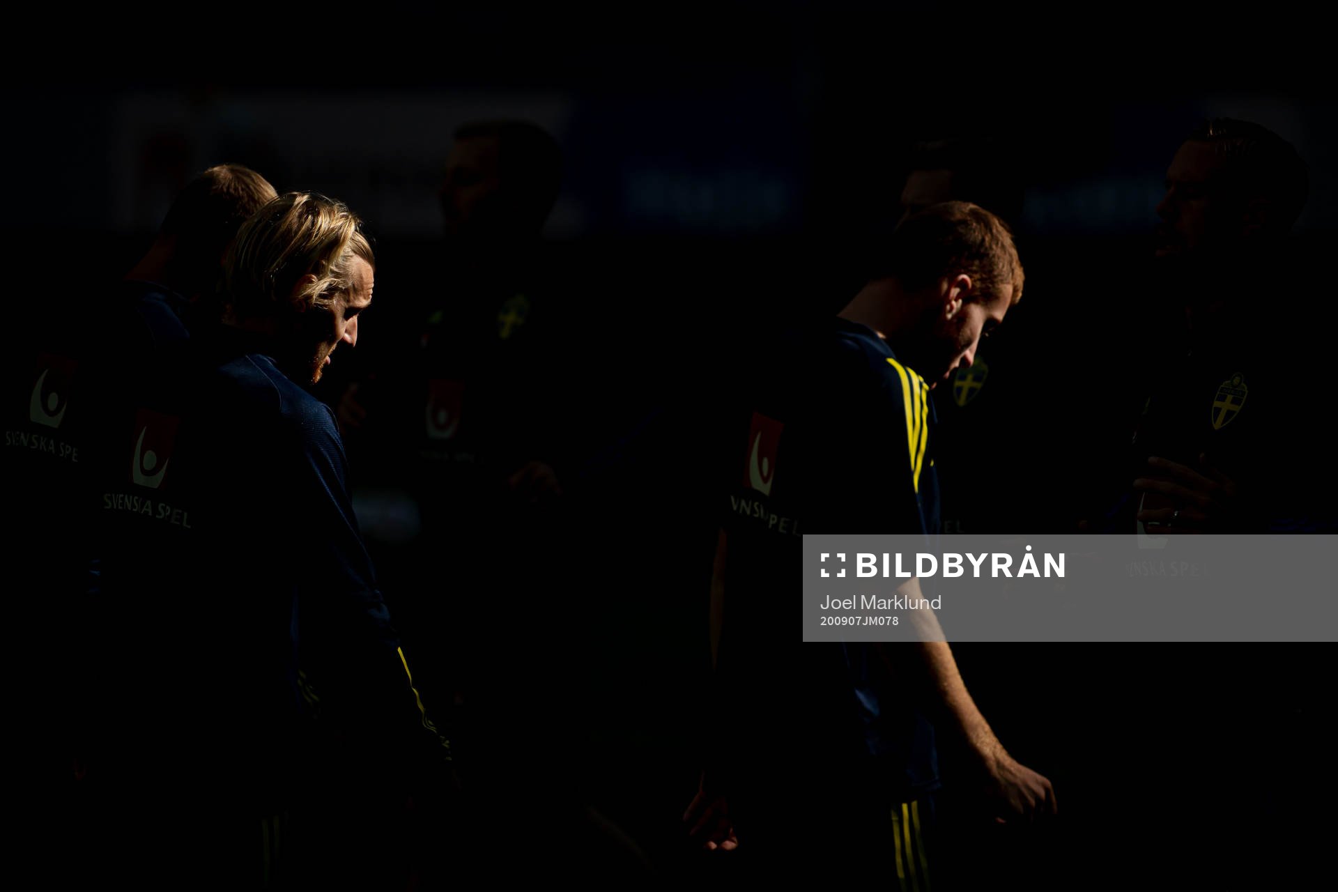 Emil Forsberg and Dejan Kulusevski of the Swedish national football team during a training session on September 7, 2020 in Stockholm.