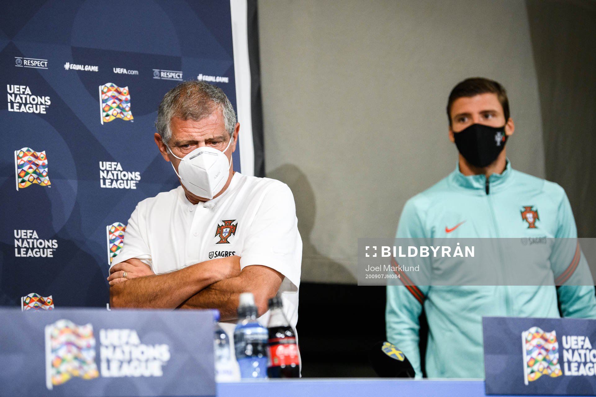 Head coach Fernando Santos and Ruben Dias of the Portuguese