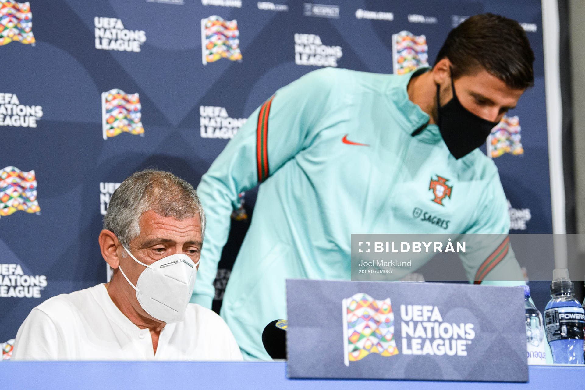 Head coach Fernando Santos and Ruben Dias of the Portuguese