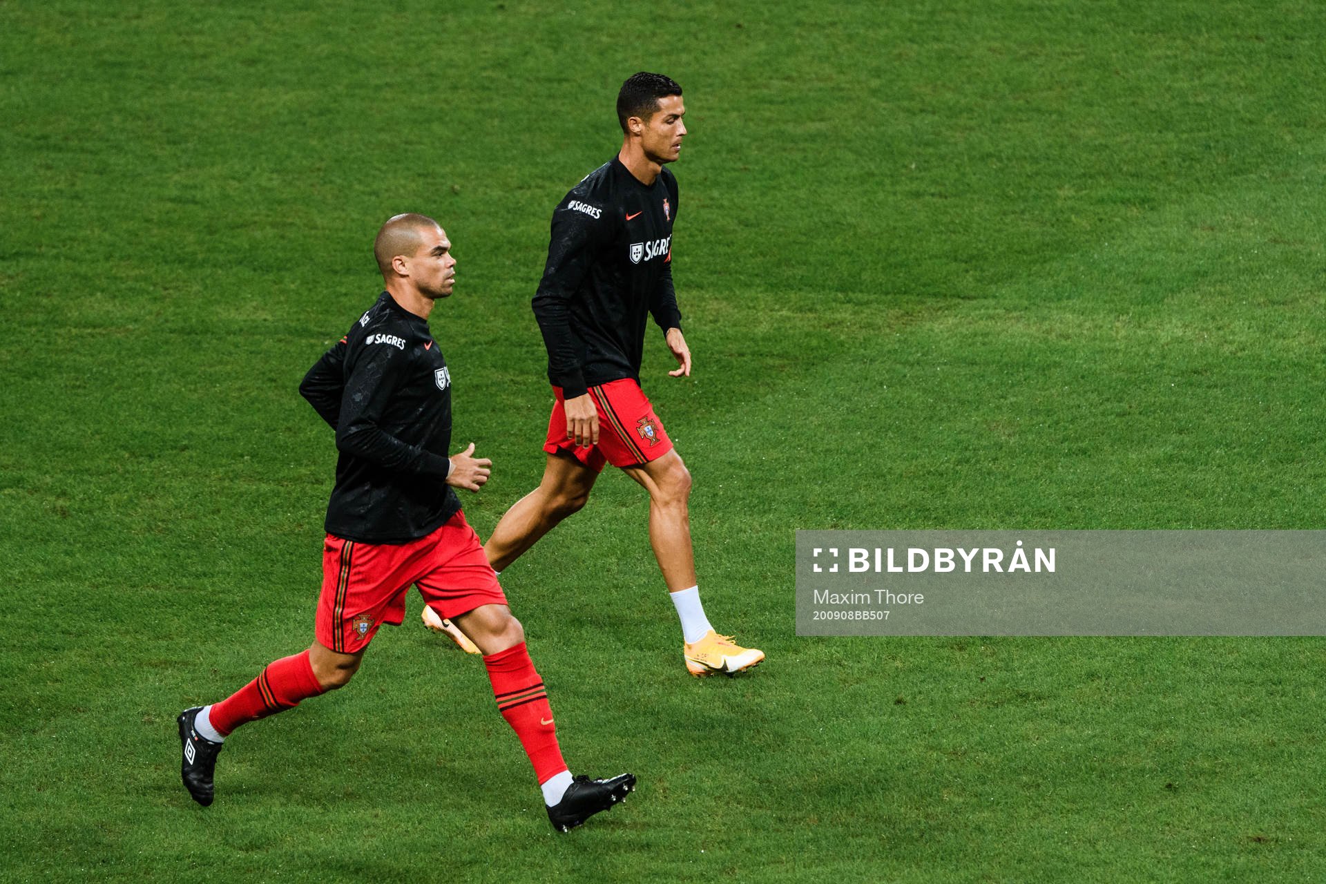 Pepe and Cristiano Ronaldo of Portugal