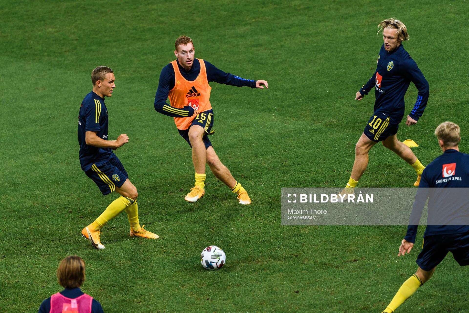 Ludwig Augustinsson , Dejan Kulusevski and Emil Forsberg of