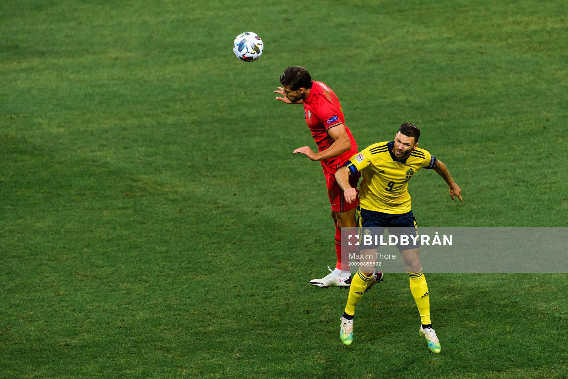 Ruben Dias of Portugal and Marcus Berg of Sweden