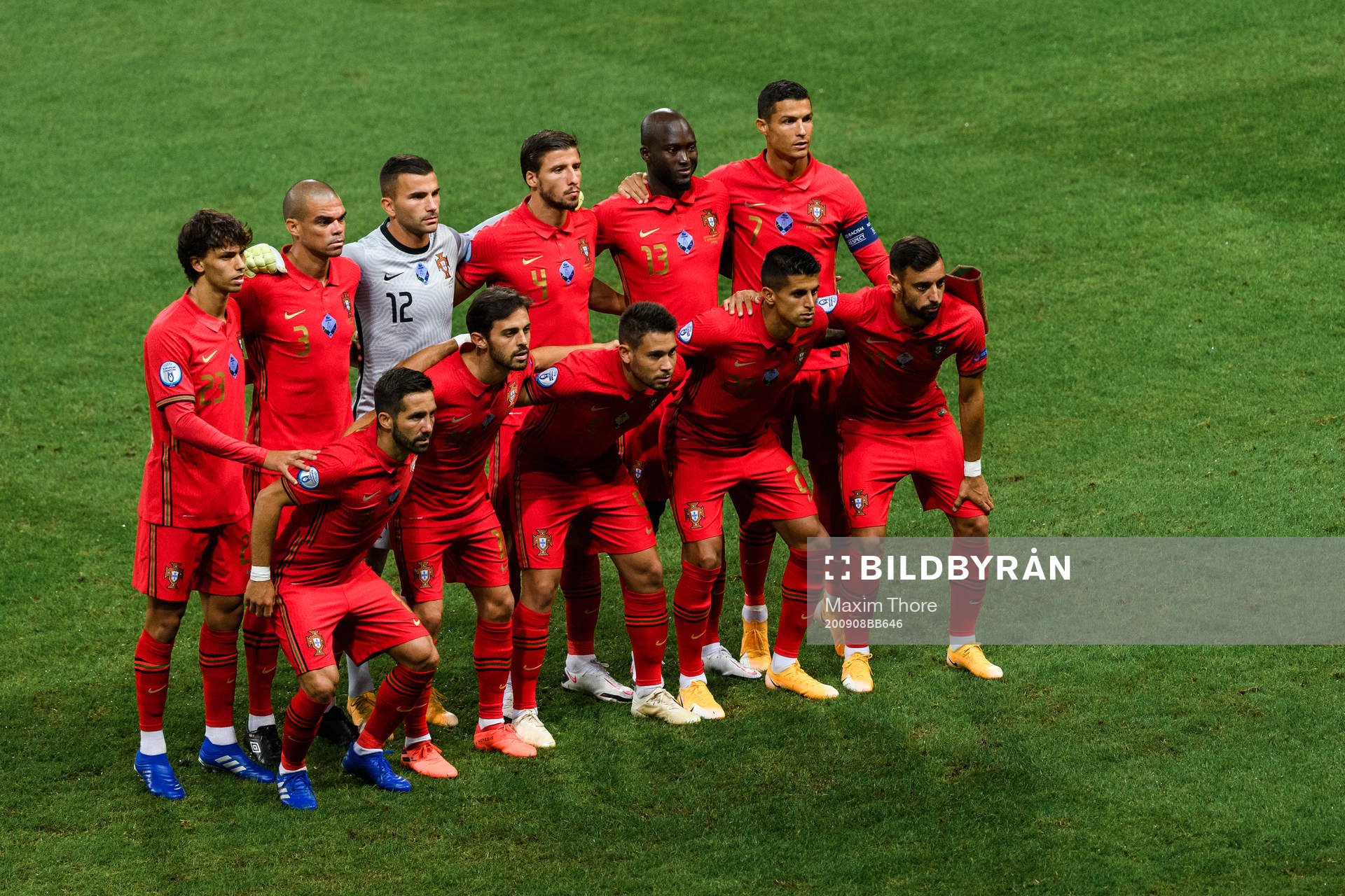 The starting eleven of Portugal pose for a team photo