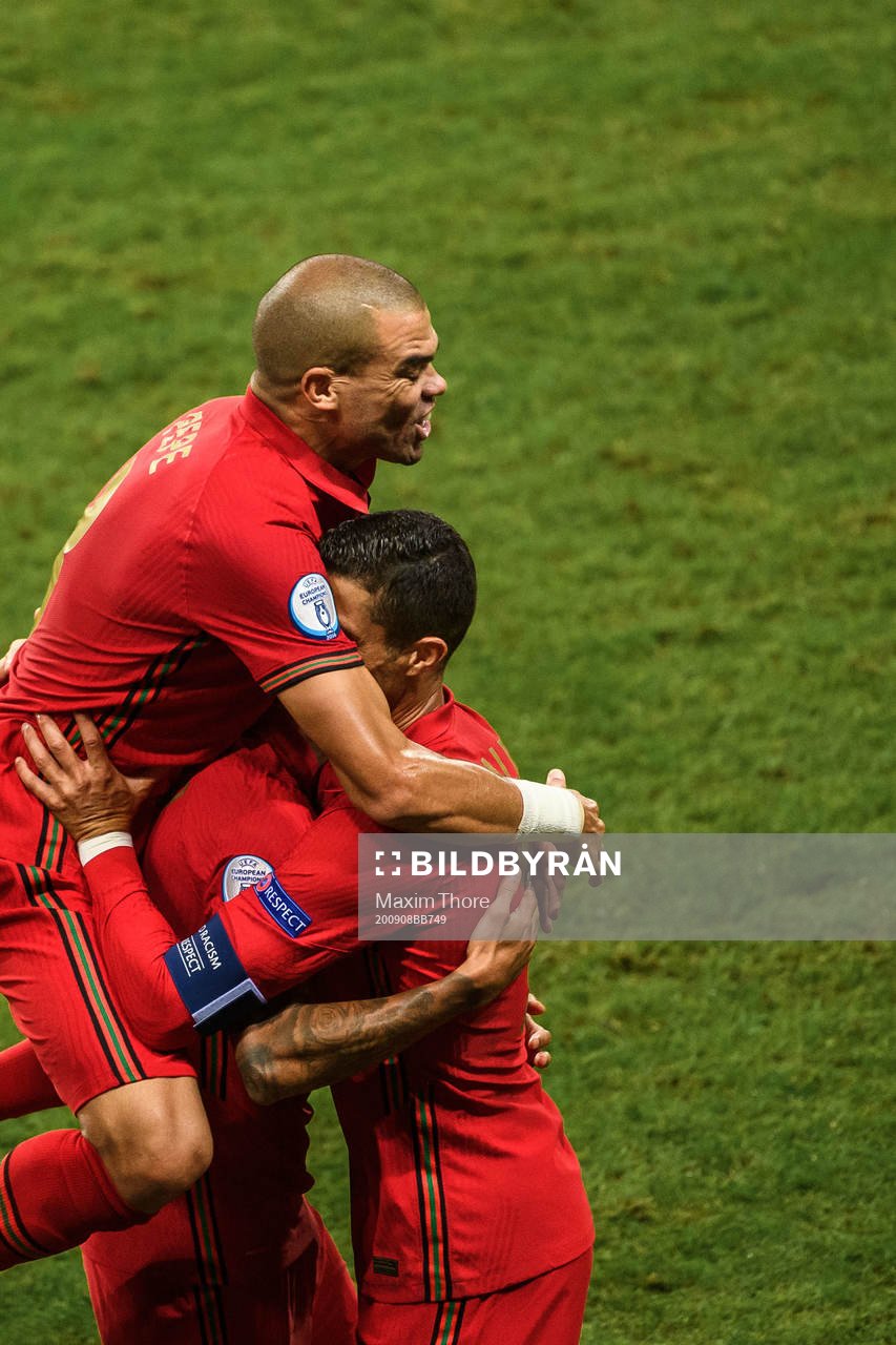 Cristiano Ronaldo of Portugal celebrate with Pepe