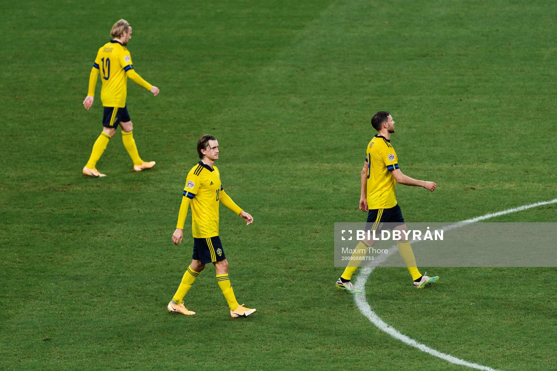 Emil Forsberg , Kristoffer Olsson and Marcus Berg of Sweden