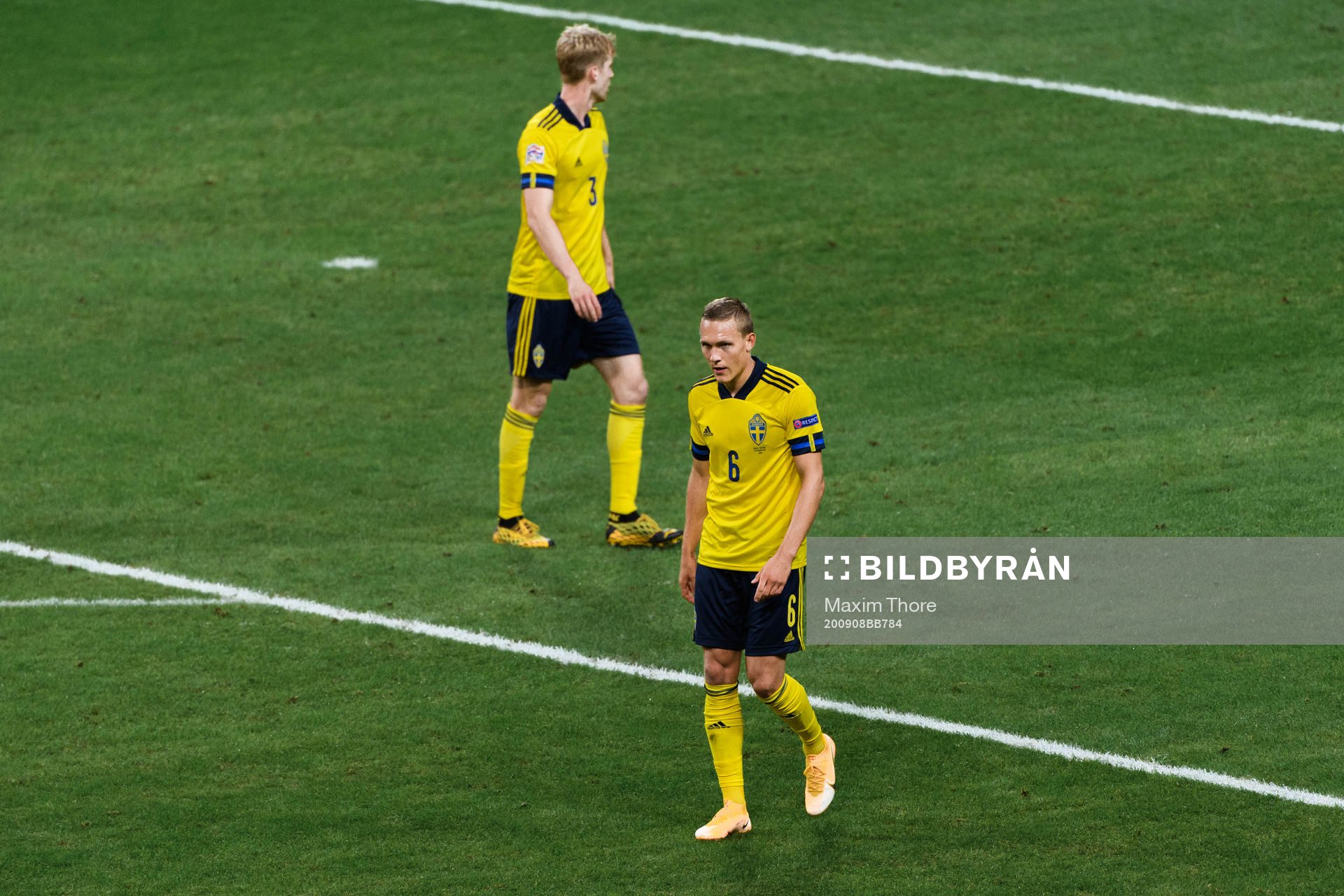 Filip Helander and Ludwig Augustinsson of Sweden look
