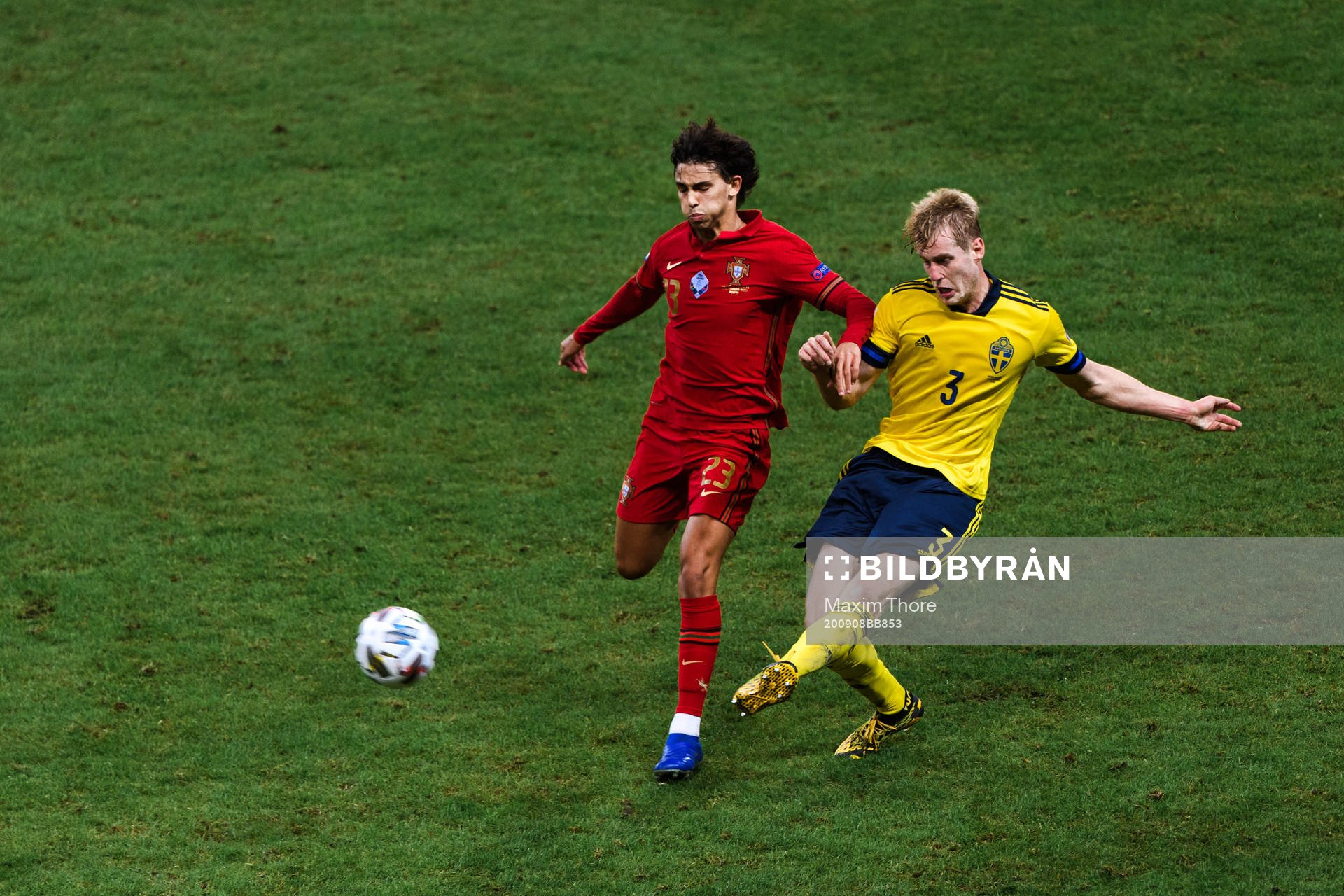 Joao Felix of Portugal and Filip Helander of Sweden