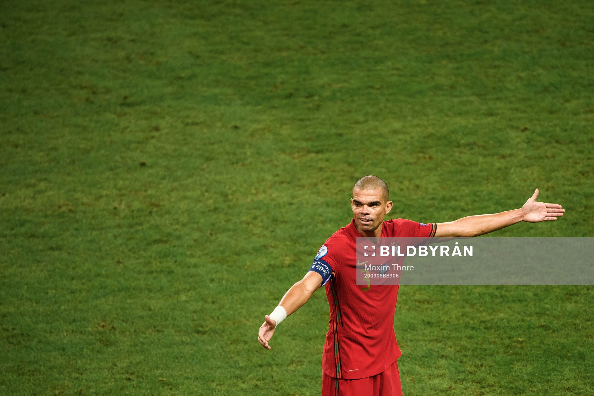 Pepe of Portugal reacts