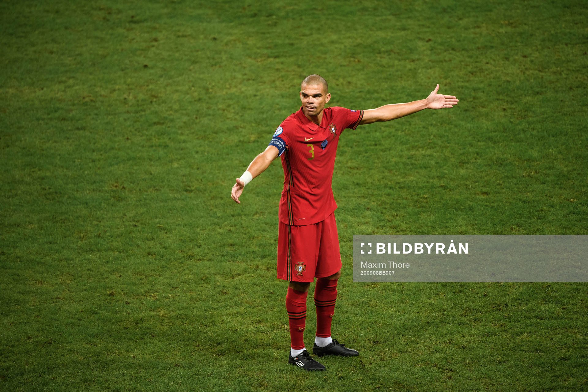 Pepe of Portugal reacts