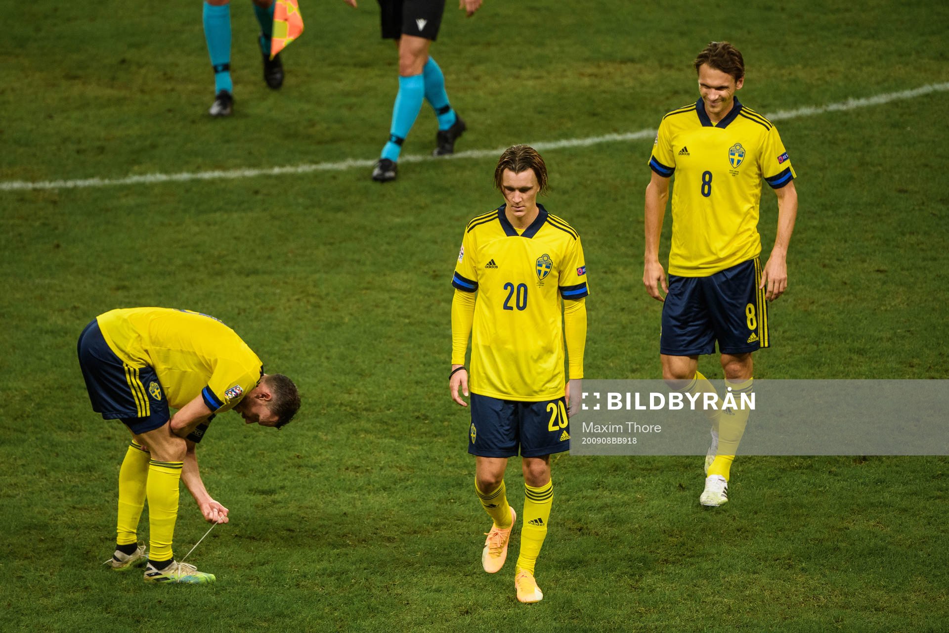 Marcus Berg, Kristoffer Olsson and Albin Ekdal of Sweden