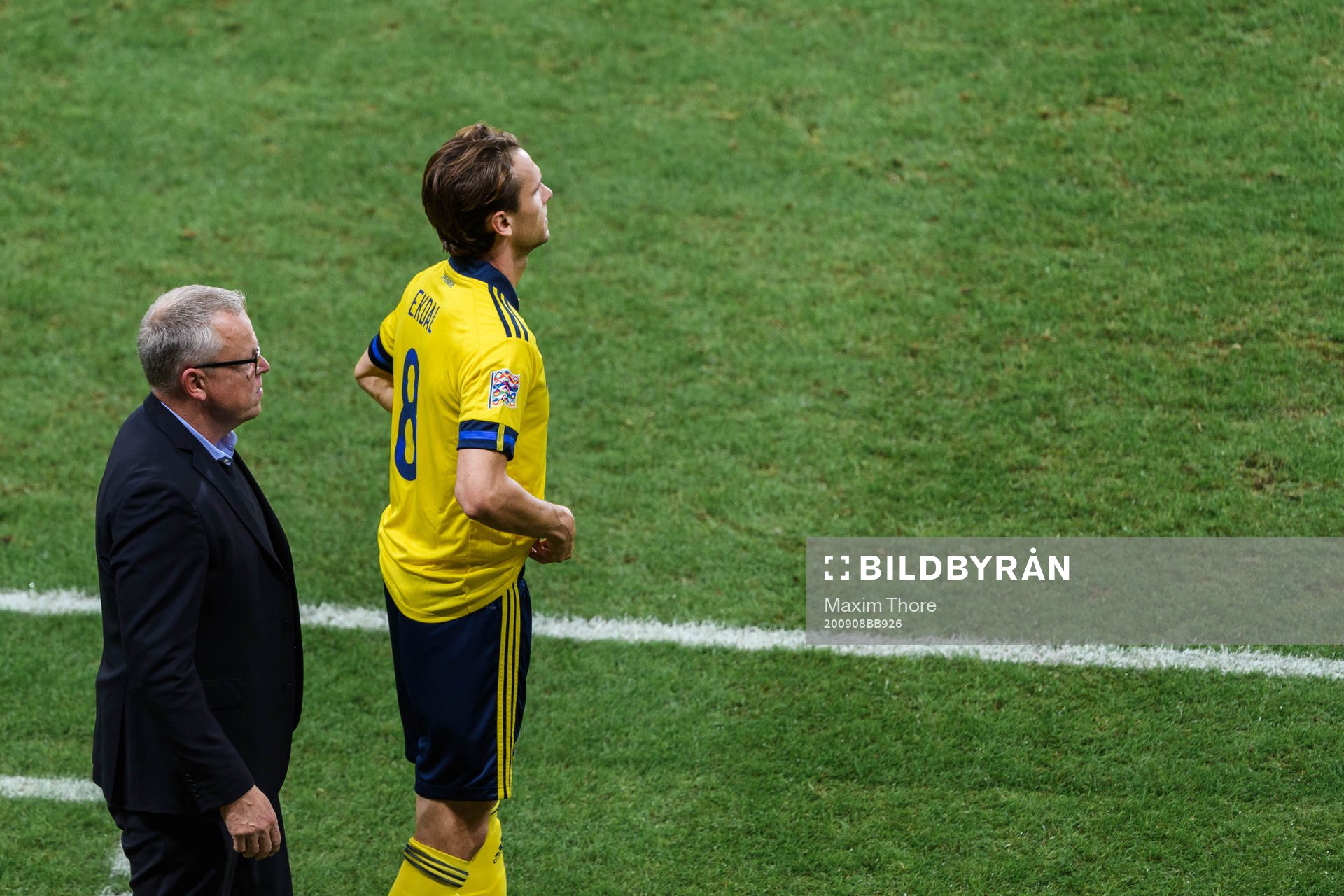 Head coach Janne Andersson and Albin Ekdal of Sweden