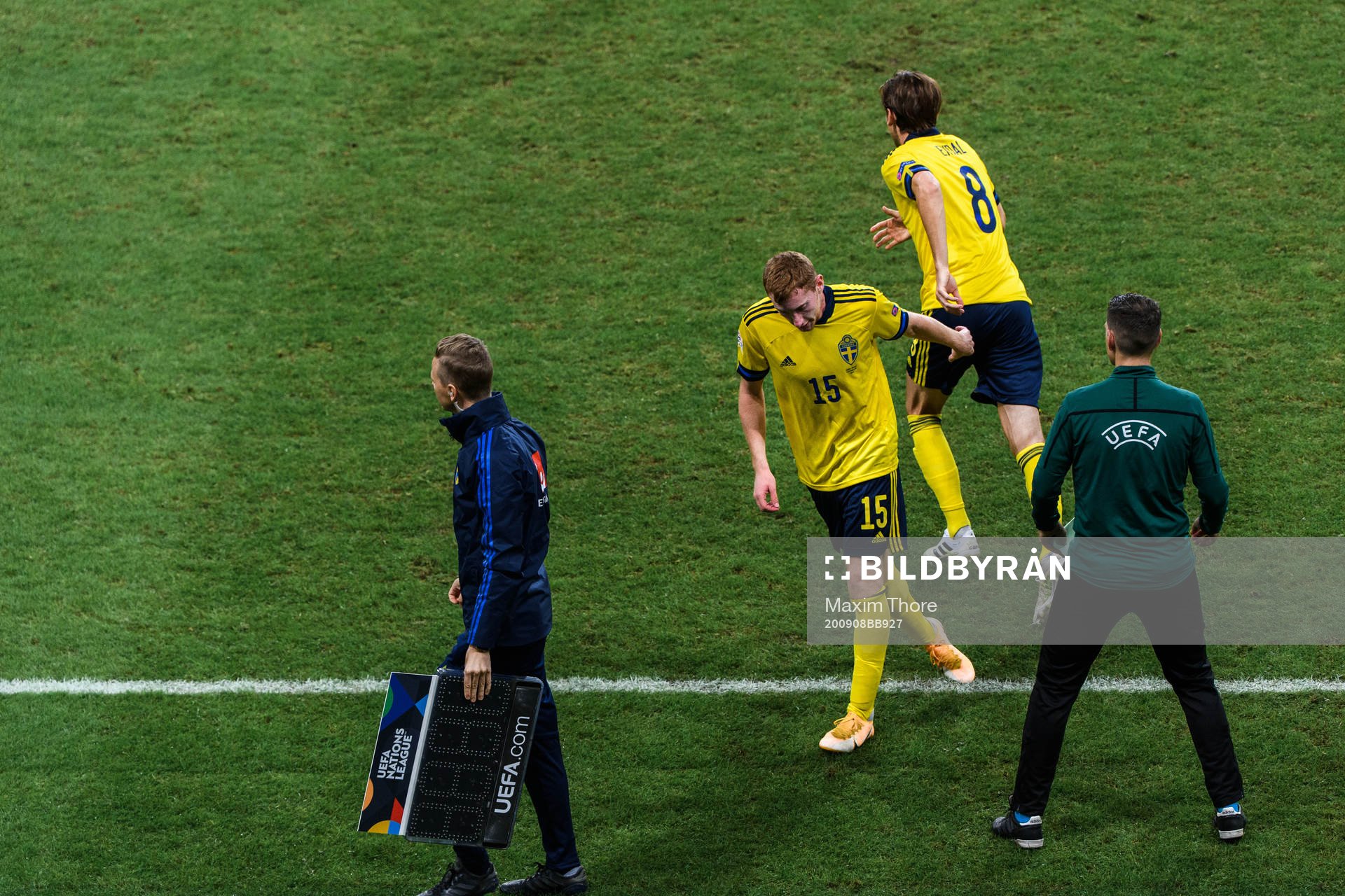Dejan Kulusevski and Albin Ekdal of Sweden