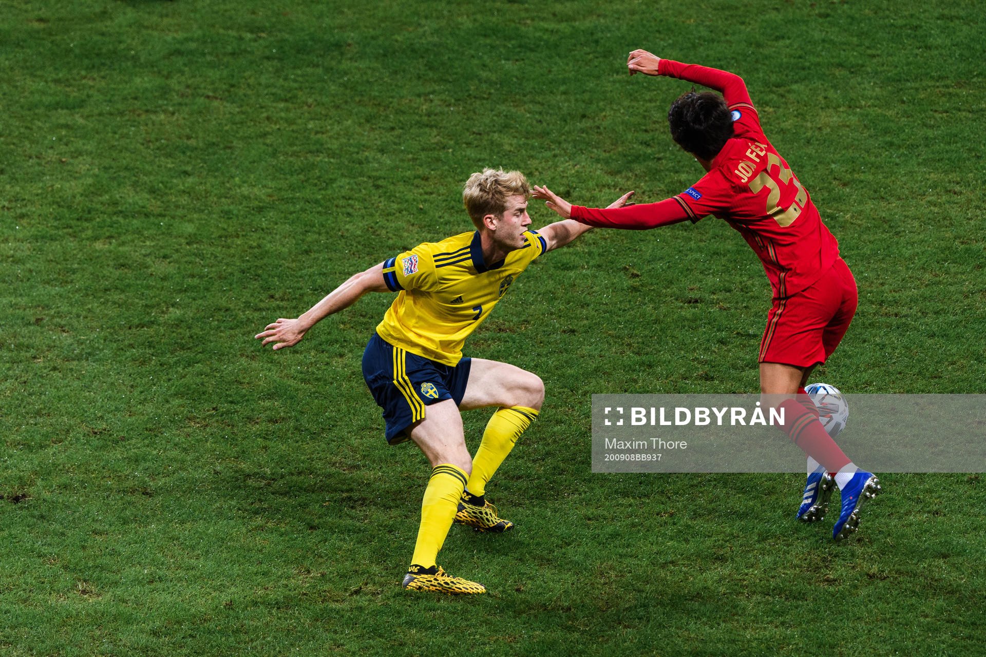 Filip Helander of Sweden and Joao Felix of Portugal