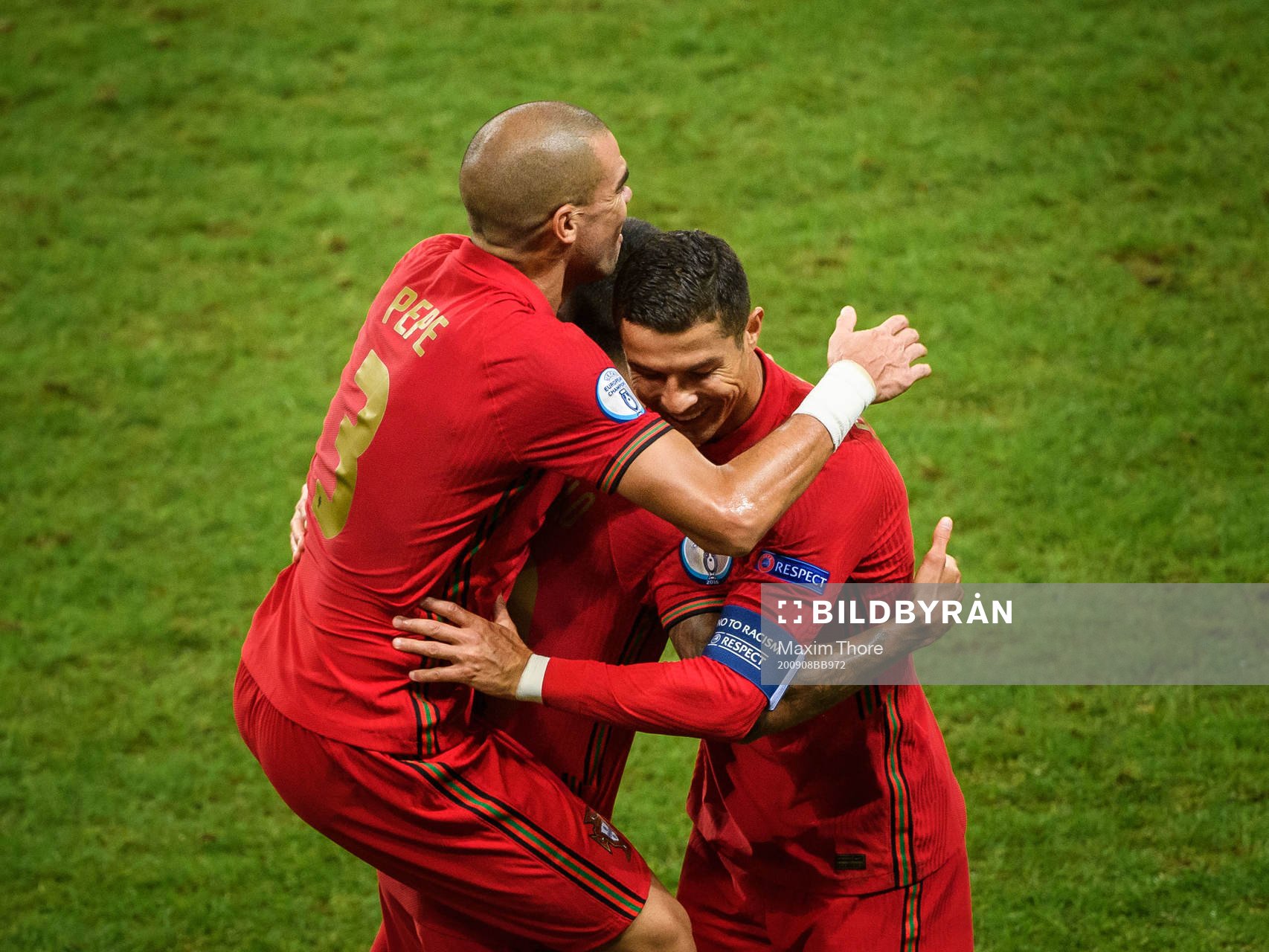 Cristiano Ronaldo of Portugal celebrate with Pepe