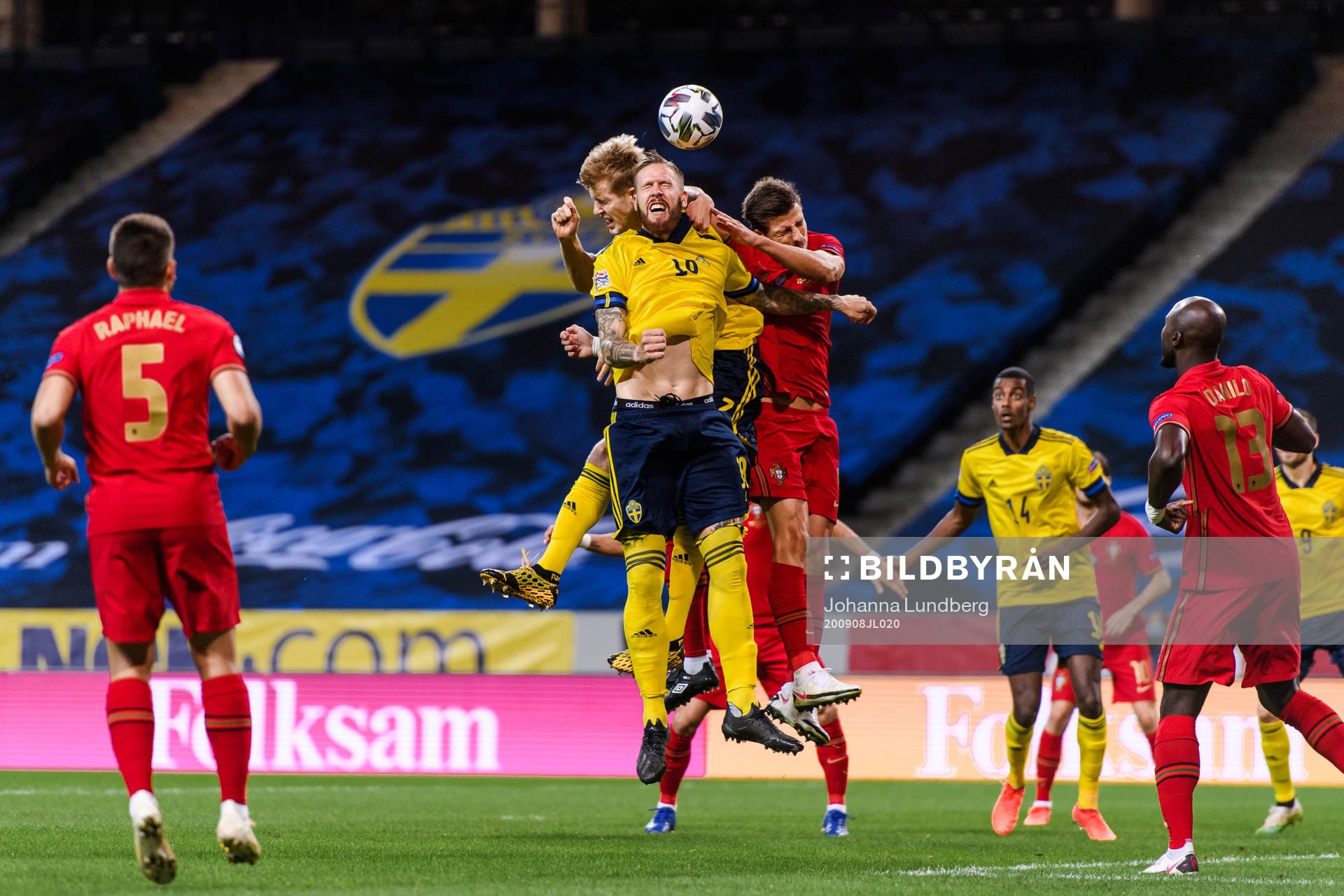 Filip Helander and Pontus Jansson of Sweden against Ruben