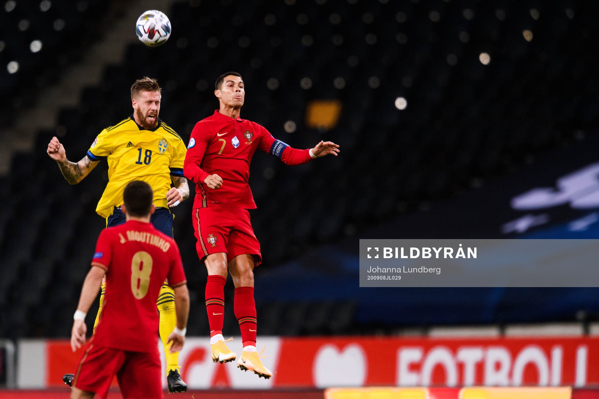 Pontus Jansson of Sweden and Cristiano Ronaldo of Portugal